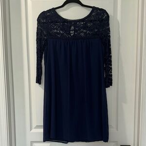 Elegant Navy Lace Dress